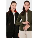 Lela Slim Fit Anti-Pilling Tüylenme Yapmayan Fermuarlı Cepli Hırka 2' li Paket Bayan Polar 5907002S2 HAKİ-SİYAH