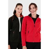 Lela Slim Fit Anti-Pilling Tüylenme Yapmayan Fermuarlı Cepli Hırka 2' Li Paket Bayan Polar 5907002S2 Kırmızı-Siyah