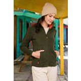 Lela Slim Fit Anti-Pilling Tüylenme Yapmayan Fermuarlı Cepli Hırka Bayan Polar 5907002 HAKİ
