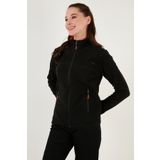Lela Slim Fit Anti-Pilling Tüylenme Yapmayan Fermuarlı Cepli Hırka Bayan Polar 5907002 SİYAH