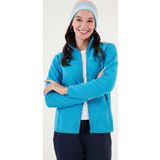 Lela Slim Fit Anti-Pilling Tüylenme Yapmayan Fermuarlı Cepli Hırka Bayan Polar 5907002 TURKUAZ