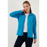 Lela Slim Fit Anti-Pilling Tüylenme Yapmayan Fermuarlı Cepli Polar Hırka Bayan POLAR 5907002 - Turkuaz - XL