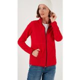 Lela Slim Fit Anti-Pilling Tüylenme Yapmayan Fermuarlı Polar Bayan Hırka 5907012 KIRMIZI