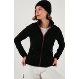 Lela Slim Fit Anti-Pilling Tüylenme Yapmayan Fermuarlı Polar Bayan Hırka 5907012 SİYAH