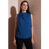 Lela Slim Fit Dik Yaka Omuz Büzgülü Bluz BLUZ 6527836