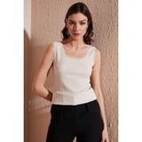 Lela Slim Fit Kalın Askılı Dantelli Kare Yaka Bürümcük Atlet Bayan Atlet 5864979 - Taş