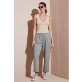 Lela Slim Fit Normal Bel Boru Paça Bayan Pantolon 668YP5372 AÇIK HAKİ