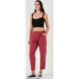 Lela Slim Fit Normal Bel Boru Paça Bayan Pantolon 668YP5372 BORDO