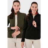 Lela Slim Fit Yumuşak Dokulu Anti-Pilling Tüylenme Yapmayan 2'li Paket Bayan Polar 590700200S2 SİYAH-HAKİ