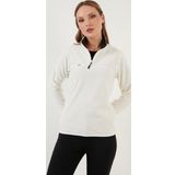 Lela Slim Fit Yumuşak Dokulu Anti-Pilling Tüylenme Yapmayan Yarım Fermuarlı Bayan Polar 5907000 EKRU