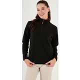Lela Slim Fit Yumuşak Dokulu Anti-Pilling Tüylenme Yapmayan Yarım Fermuarlı Bayan Polar 5907000 SİYAH