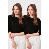 Lela Standart Fit Bisiklet Yaka Truvakar Kol 2'li Paket Bluz BLUZ 5861416YS2