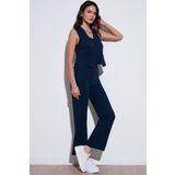 Lela Standart Fit Çimalı Yüksek Bel Düz Paça Bayan Pantolon 5865972 LACİVERT
