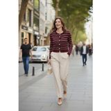 Lela Standart Fit Çizgili Yumuşak Dokulu Crop Triko Bayan Hırka 4615551 BORDO