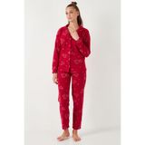 Lela Standart Fit Düğmeli Polarlı Pijama Takımı Bayan PİJAMA TAKIMI 6095616