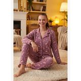Lela Standart Fit Düğmeli Polarlı Pijama Takımı Kadın PİJAMA TAKIMI 6095615