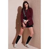 Lela Standart Fit Mono Yaka Desenli Astar Detaylı Blazer Ceket Bayan Ceket 6524003 - Bordo