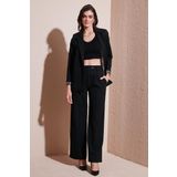 Lela Standart Fit Yüksek Bel Bol Paça Bayan Pantolon 6522280 SİYAH