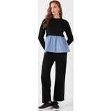 Lela Streç Bol Paça Regular Fit OYSHO Kumaş Bayan Eşofman Altı 5865881 SİYAH