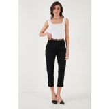 Lela Streç Pamuklu Regular Fit Yüksek Bel Düz Kısa Paça Kemerli Pantolon PANTOLON 668YP5335
