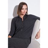 Lela Streç Regular Fit Dokulu Gömlek Bayan Gömlek 5865975 - Antrasit - XL