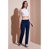 Lela Streç Slim Fit Yüksek Bel Geniş Paça Çimalı Eşofman Altı Bayan Eşofman Altı 5866078 - Lacivert