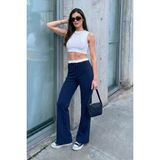 Lela Streç Slim Fit Yüksek Bel Geniş Paça Çimalı Eşofman Altı Bayan Eşofman Altı 5866078 - XL - Lacivert