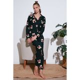 Lela Streç Standart Fit Desenli Pijama Takımı Bayan Pijama Takımı 60956602 - Yeşil