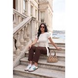 Lela Toka Detaylı Fitted Fit Kayık Yaka Bayan Bluz 5862707 EKRU