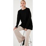 Lela Triko Modest Bisiklet Yaka Bayan Kazak 4616152 SİYAH