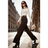 Lela Wide Leg Yüksek Bel Bol Paça Kemer Detaylı Bayan Pantolon 6923855 KAHVE