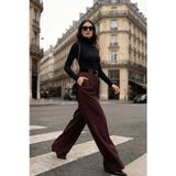Lela Wide Leg Yüksek Bel Bol Paça Kemer Detaylı Bayan Pantolon 6923855 MÜRDÜM