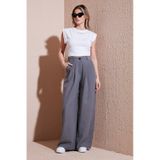 Lela Wide Leg Yüksek Bel Geniş Paça Palazzo Bayan Pantolon 5866290 Gri