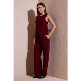 Lela Wide Leg Yüksek Bel Geniş Paça Palazzo Bayan Pantolon 65271262 Bordo