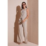 Lela Wide Leg Yüksek Bel Geniş Paça Palazzo Bayan Pantolon 65271262 TAŞ