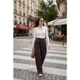 Lela Wide Leg Yüksek Bel Geniş Paça Pileli Bayan Pantolon 6923871 KAHVE