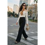 Lela Wide Leg Yüksek Bel Geniş Paça Pileli Bayan Pantolon 6923871 SİYAH