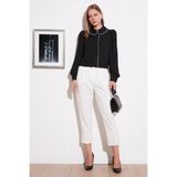 Lela Yaka Detaylı Regular Fit Şifon Gömlek Bayan Gömlek 61114410 - Ekru - Siyah
