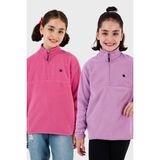 Lela Yumuşak Dokulu Fermuarlı Dik Yaka Şardonlu 2'li Paket Polar Çocuk Polar 5905002S2 - Koyu Pembe - Lila - 11 - 12 Yaş