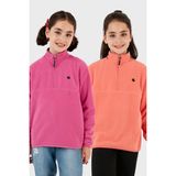 Lela Yumuşak Dokulu Fermuarlı Dik Yaka Şardonlu 2'li Paket Polar Çocuk Polar 5905002S2 - Pembe - Somon - 13 - 14 Yaş