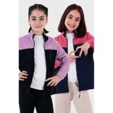 Lela Yumuşak Dokulu Fermuarlı Renk Bloklu Dik Yaka Cepli 2'Li Paket Hırka Çocuk Polar 5905001S2 Fuşya Lacivert-Lila Siyah