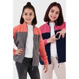 Lela Yumuşak Dokulu Fermuarlı Renk Bloklu Dik Yaka Cepli 2'li Paket Hırka Polar Çocuk POLAR 5905001S2 - Fuşya - Gri - 9 - 10 Yaş