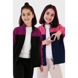 Lela Yumuşak Dokulu Fermuarlı Renk Bloklu Dik Yaka Cepli 2'li Paket Hırka Polar Çocuk POLAR 5905001S2 - Fuşya - Mor - 7 - 8 Yaş