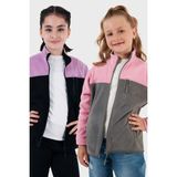 Lela Yumuşak Dokulu Fermuarlı Renk Bloklu Dik Yaka Cepli 2'li Paket Hırka Polar Çocuk POLAR 5905001S2 - Lila - Gri - 13 - 14 Yaş
