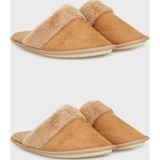 Lela Yumuşak Dokulu Peluş 2'li Paket Bayan Terlik 6722002S2 Camel-Camel