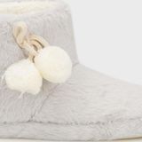 Lela Yumuşak Dokulu Peluş Ponponlu Bayan Panduf 6722003 GRİ