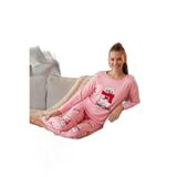Lela Yumuşak Dokulu Standart Fit Bisiklet Yaka Desenli Kışlık Rahat Pijama Takımı Bayan PİJAMA TAKIMI 6095700