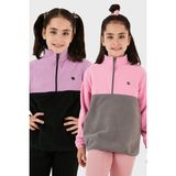 Lela Yumuşak Dokulu Yarım Fermuarlı Renk Bloklu Dik Yaka 2'li Paket Polar Çocuk Polar 5905004S2 - Lila - Pembe - 7 - 8 Yaş