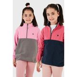 Lela Yumuşak Dokulu Yarım Fermuarlı Renk Bloklu Dik Yaka 2'li Paket Polar Çocuk Polar 5905004S2 - Mermaid Şeker Pembe - 11 - 12 Yaş