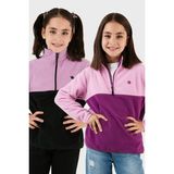 Lela Yumuşak Dokulu Yarım Fermuarlı Renk Bloklu Dik Yaka 2'li Paket Polar Çocuk Polar 5905004S2 - Siyah - Pembe - Mor - 13 - 14 Yaş